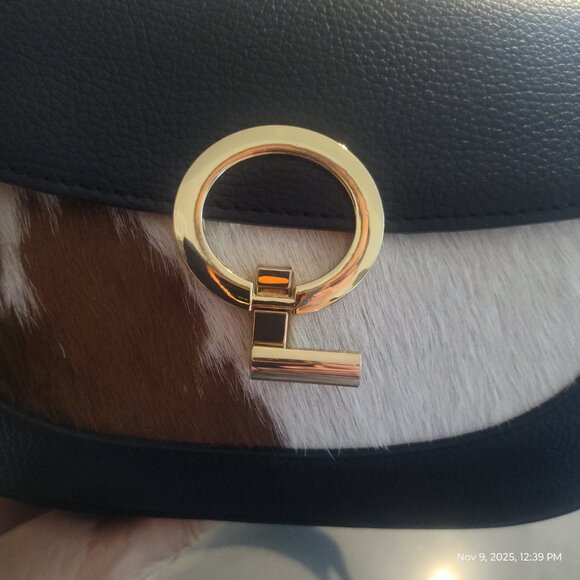 Genuine Charlie Leather “Adeluccina”  Black Leather with Fur Handbag-NWT - Picture 10 of 14